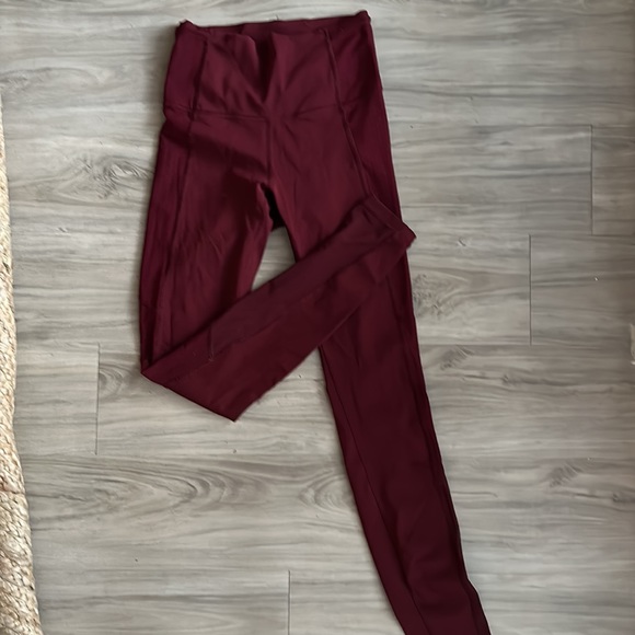 Lululemon Burgundy Leggings with Polka dot mesh - Picture 2 of 9